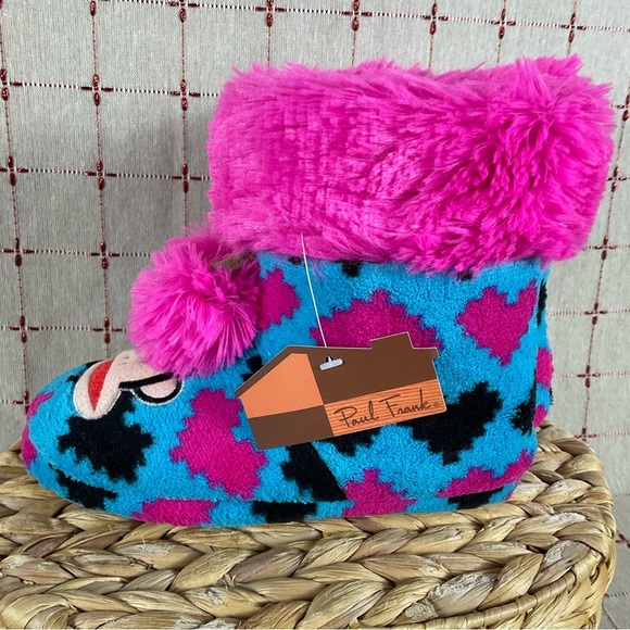 Paul Frank Julius Monkey Girls Pom Pom Slippers Hard Bottom Ankle Slippers 13-1 - Picture 3 of 7
